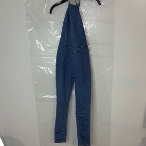 Blue Denim Halter Jumpsuit